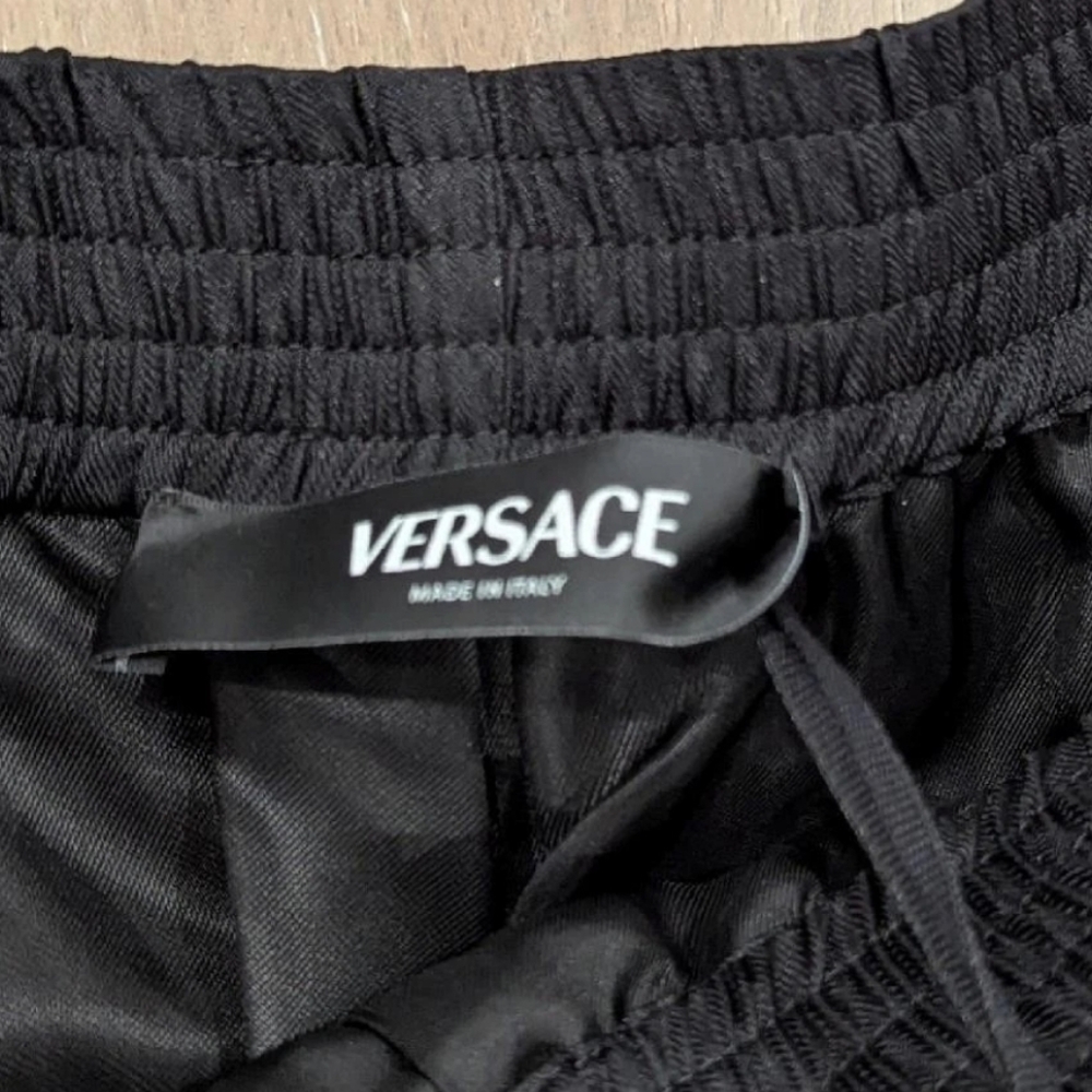 $1295 Mens Versace Acanthus Leaves Silk Twill Shorts Black/White 50 US 34 - Picture 5 of 7